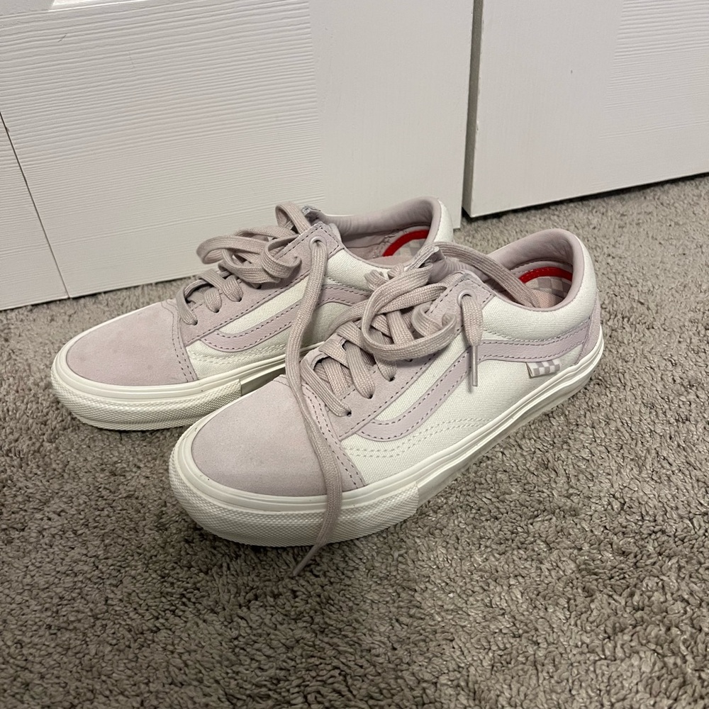 Women’s Lavender and White Vans Sneakers